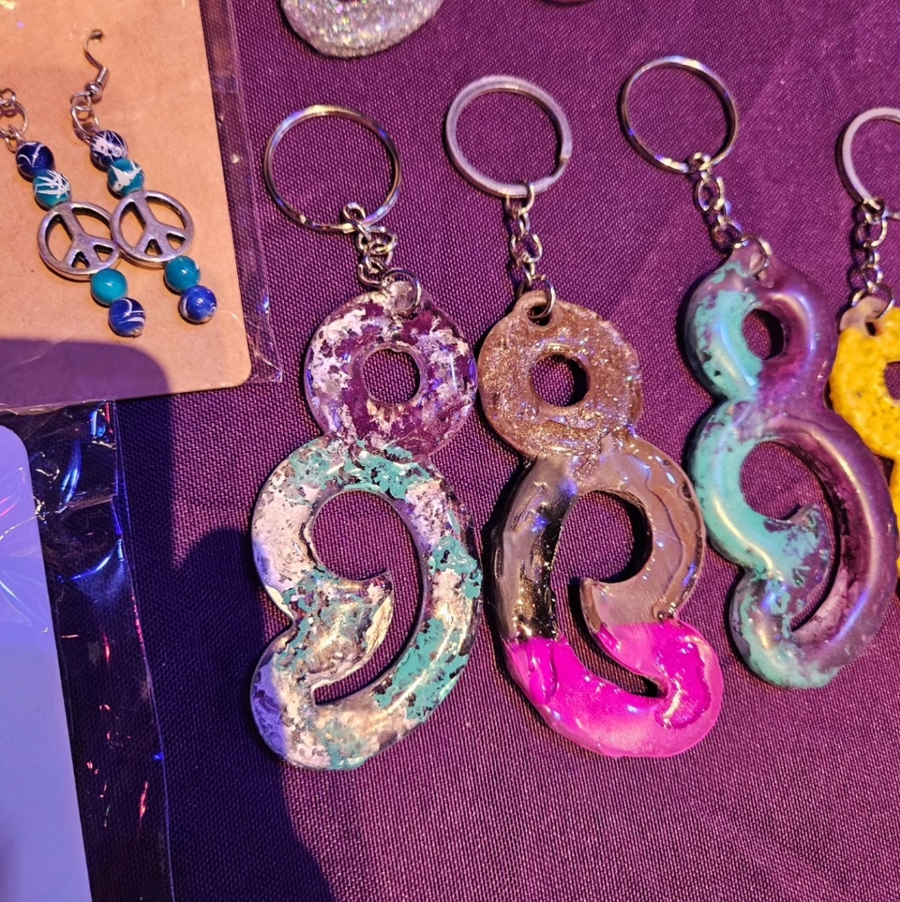 Purple, Blue, Silver Semi colon Keychain
